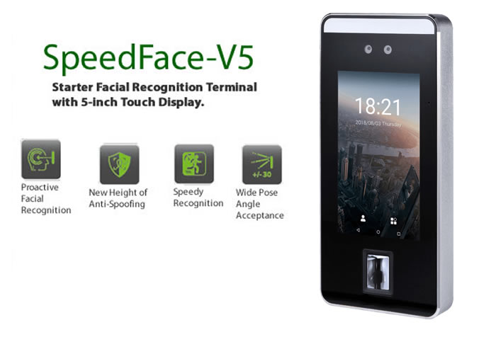Facial Recognition SPEEDFACE-V5 FACIAL READER, Enhanced Visible Light ...